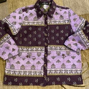 Funky Boho Sag Harbor Purple & Gold Tapestry Thick Jacket (RN# 51735)